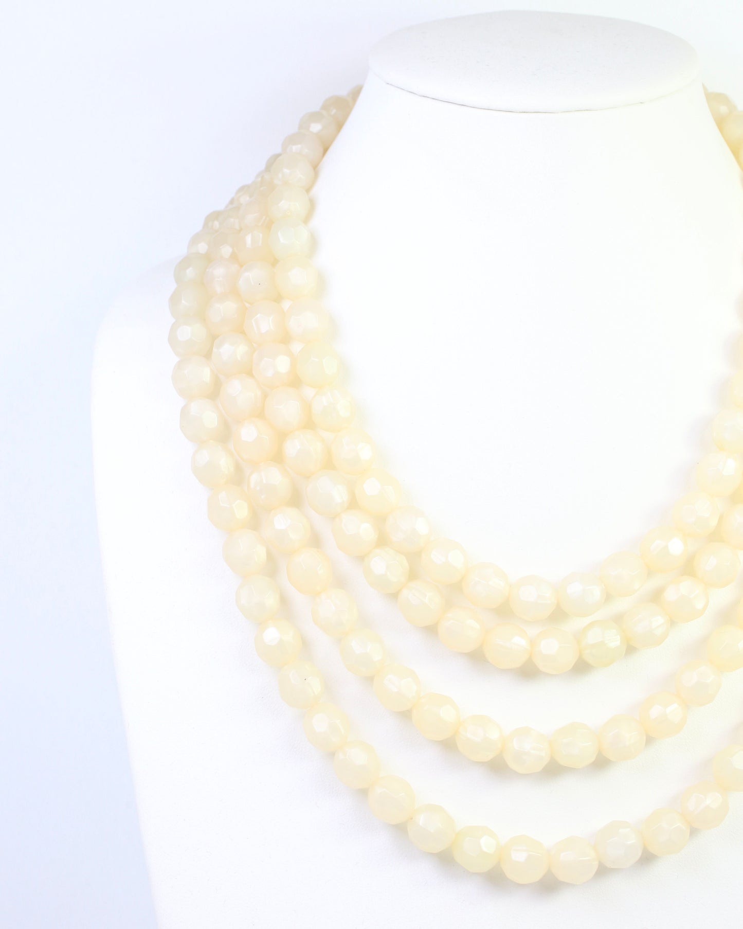Mariam Beaded Layered Buckle Necklace Ivory