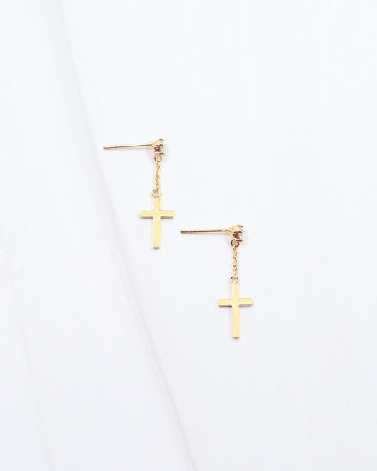 Lyric Cross Dangle Earring WR Gold