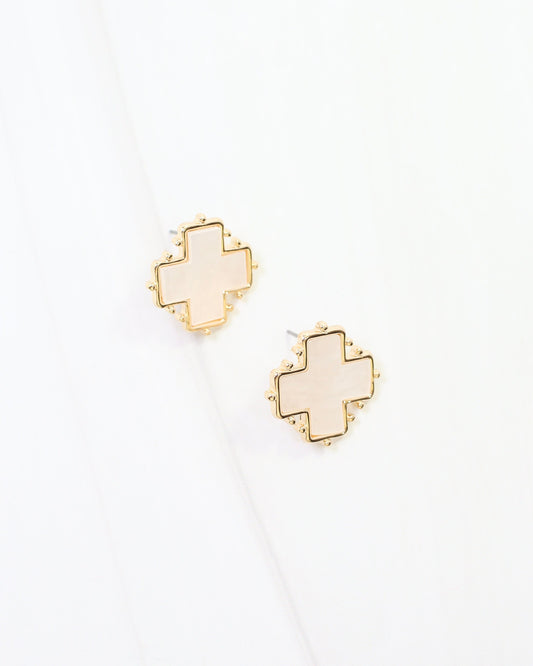 Melodie Cross Stud Earring Mother Of Pearl