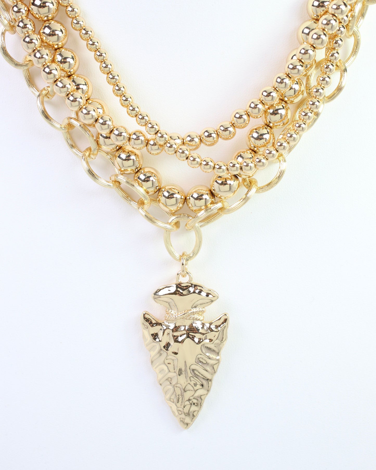 Bree Beaded Layered Necklace Arrow Gold