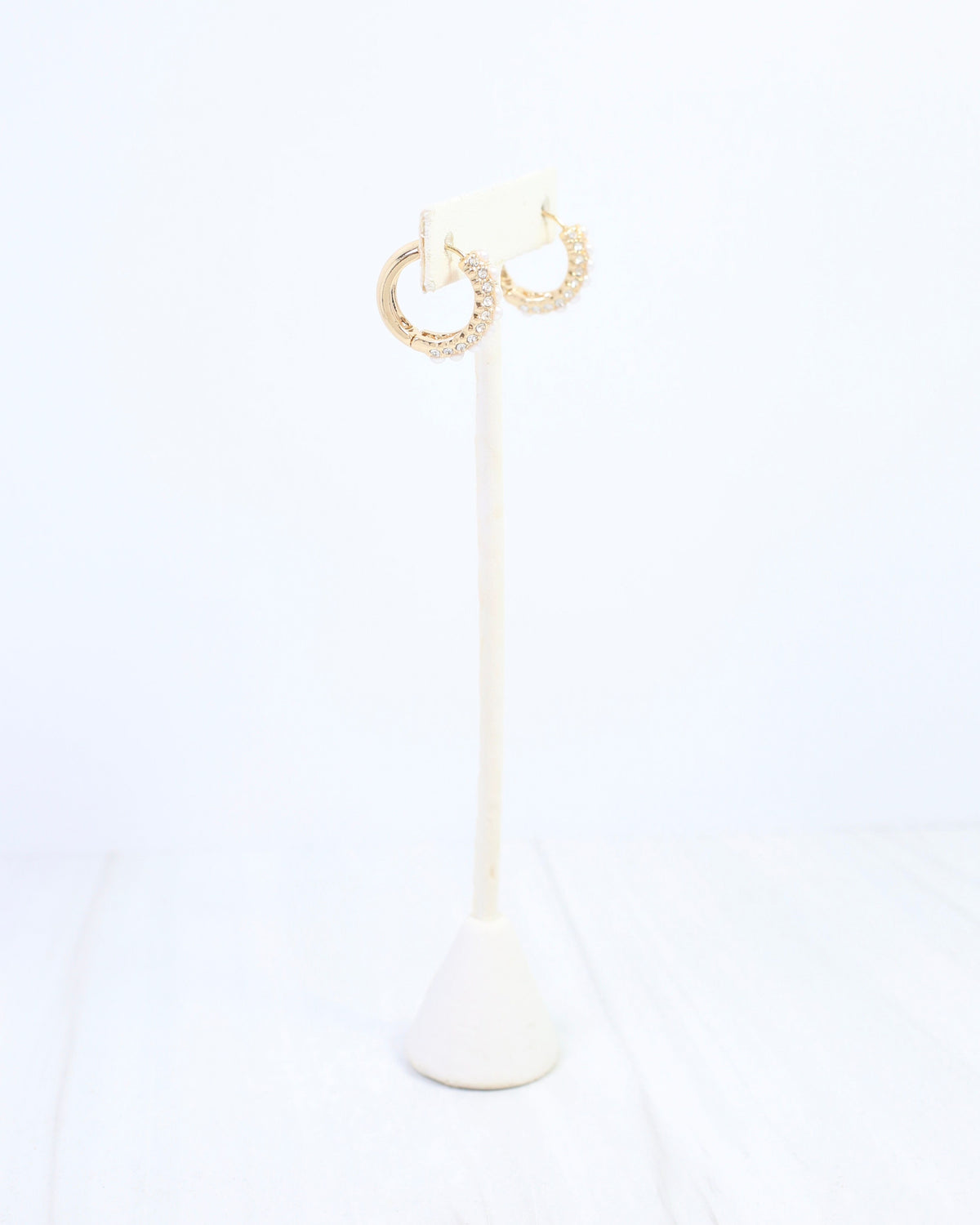 Ritz Pearl and Pave Hoop Gold