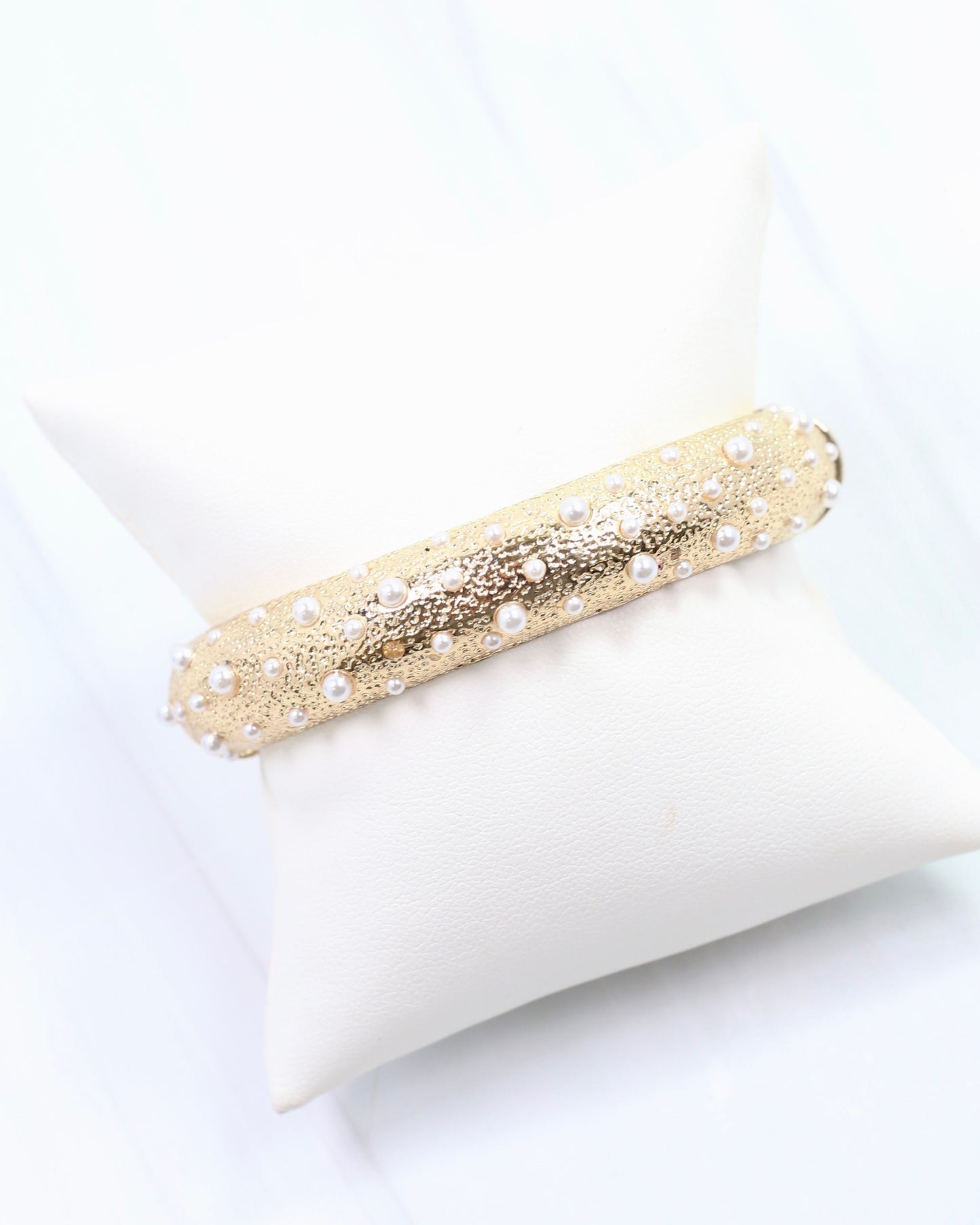 Danice Textured Gold Bracelet Pearl