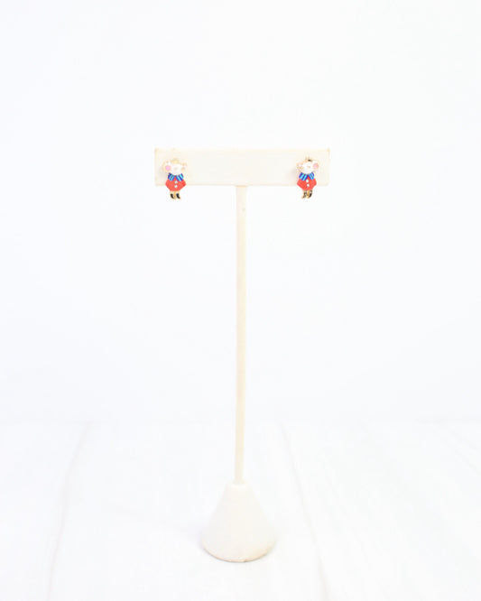Merry Mouse King Stud Earring Red