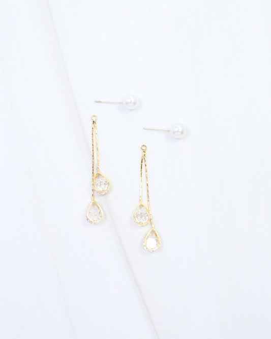 Nara Pearl CZ Dangle Earring WR Gold