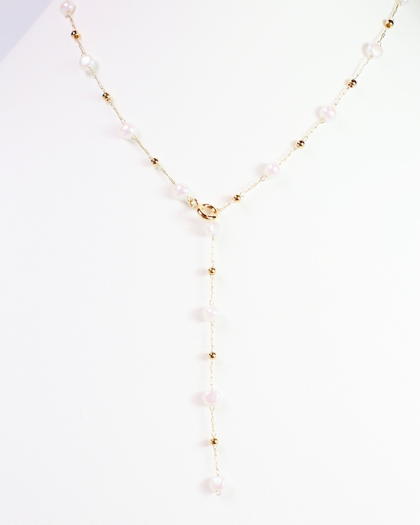 Elise Pearl Y Necklace Gold