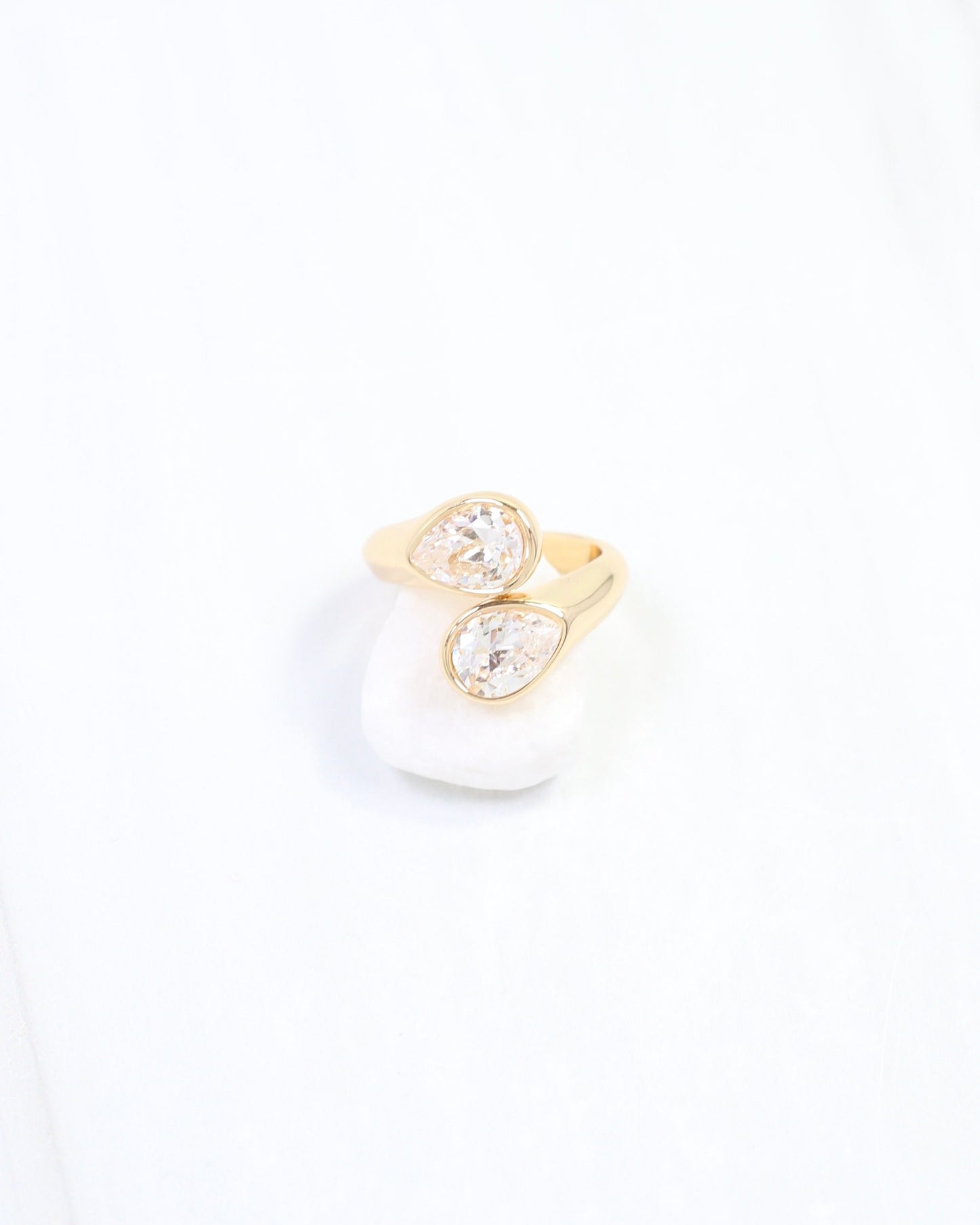 Kristy Teardrop CZ Adjustable Ring Gold