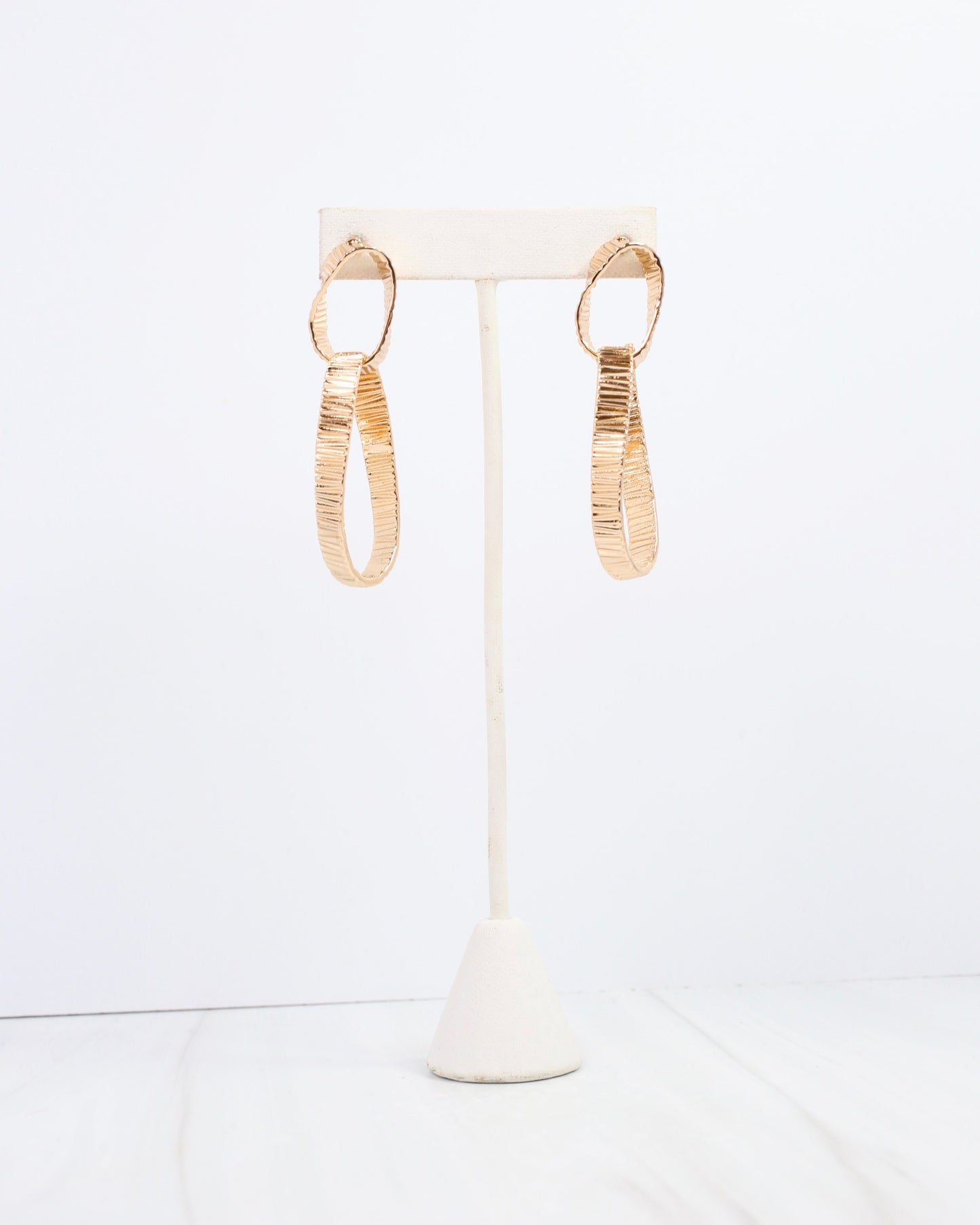 Salerno Textured Double Link Earring Gold