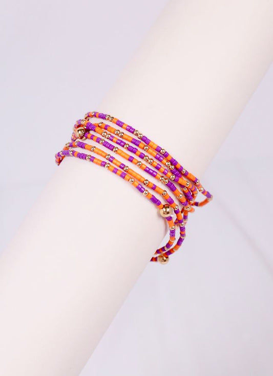 Seamus Beaded Bracelet Set ORANGE PURPLE