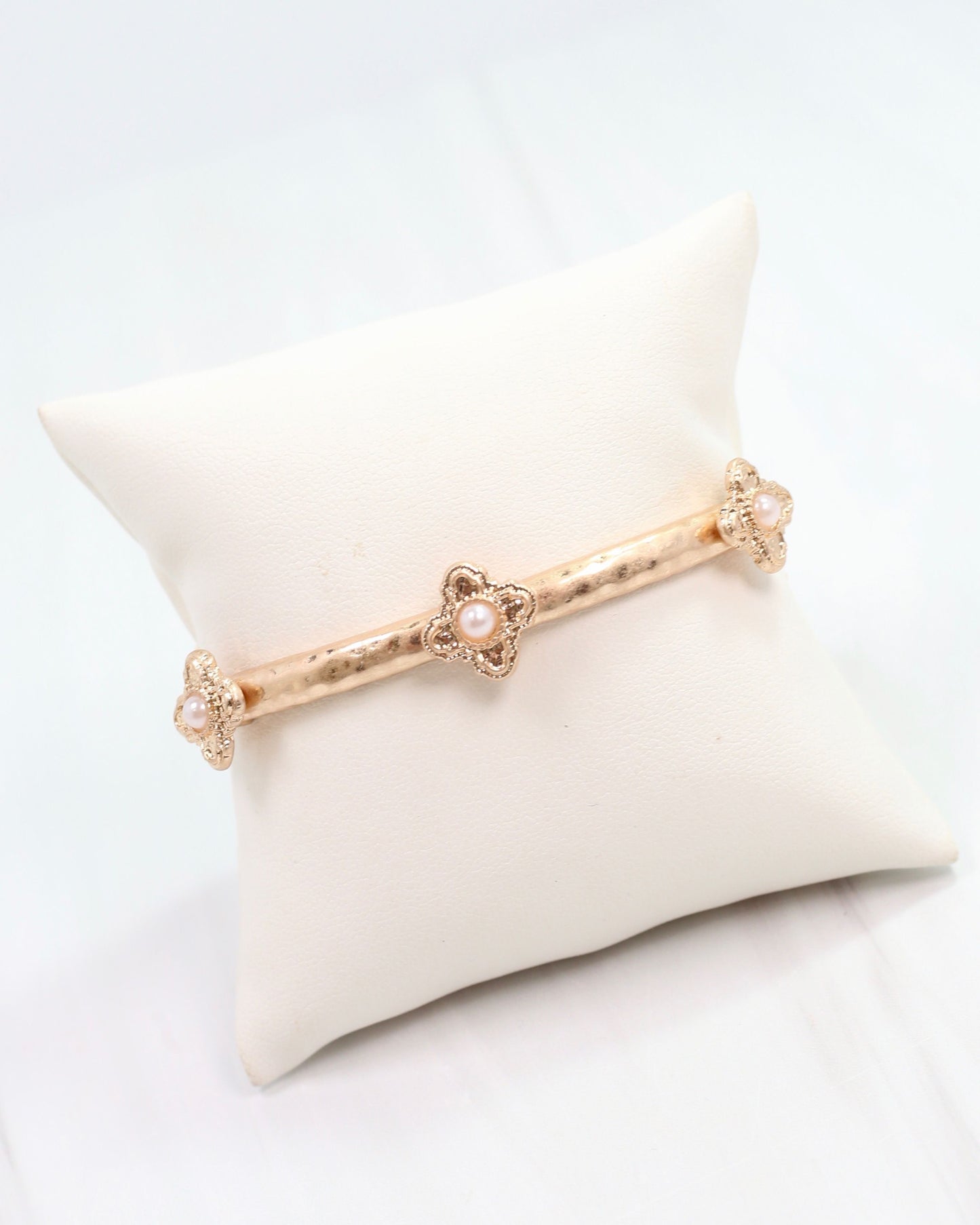 Jensen Stretch Bracelet Worn Gold