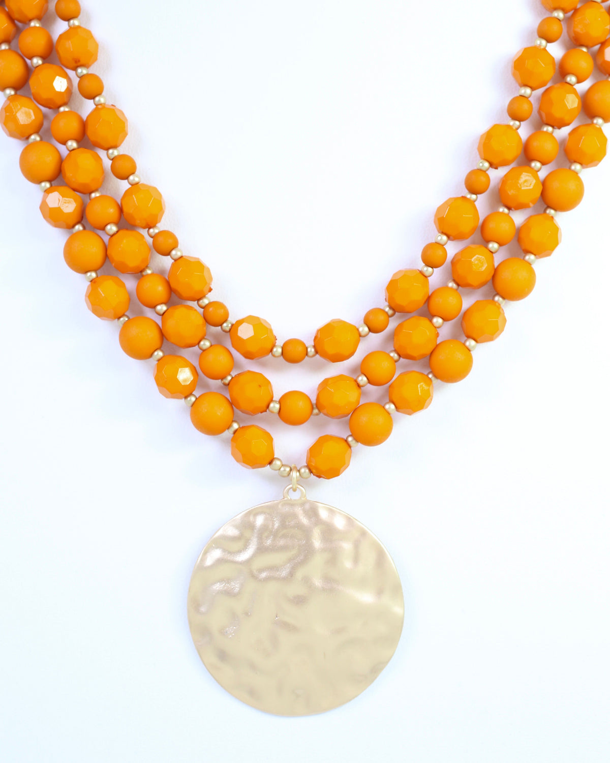 Abbott Beaded Pendant Necklace Orange