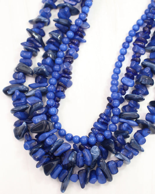 Rock On Beaded Necklace Blue