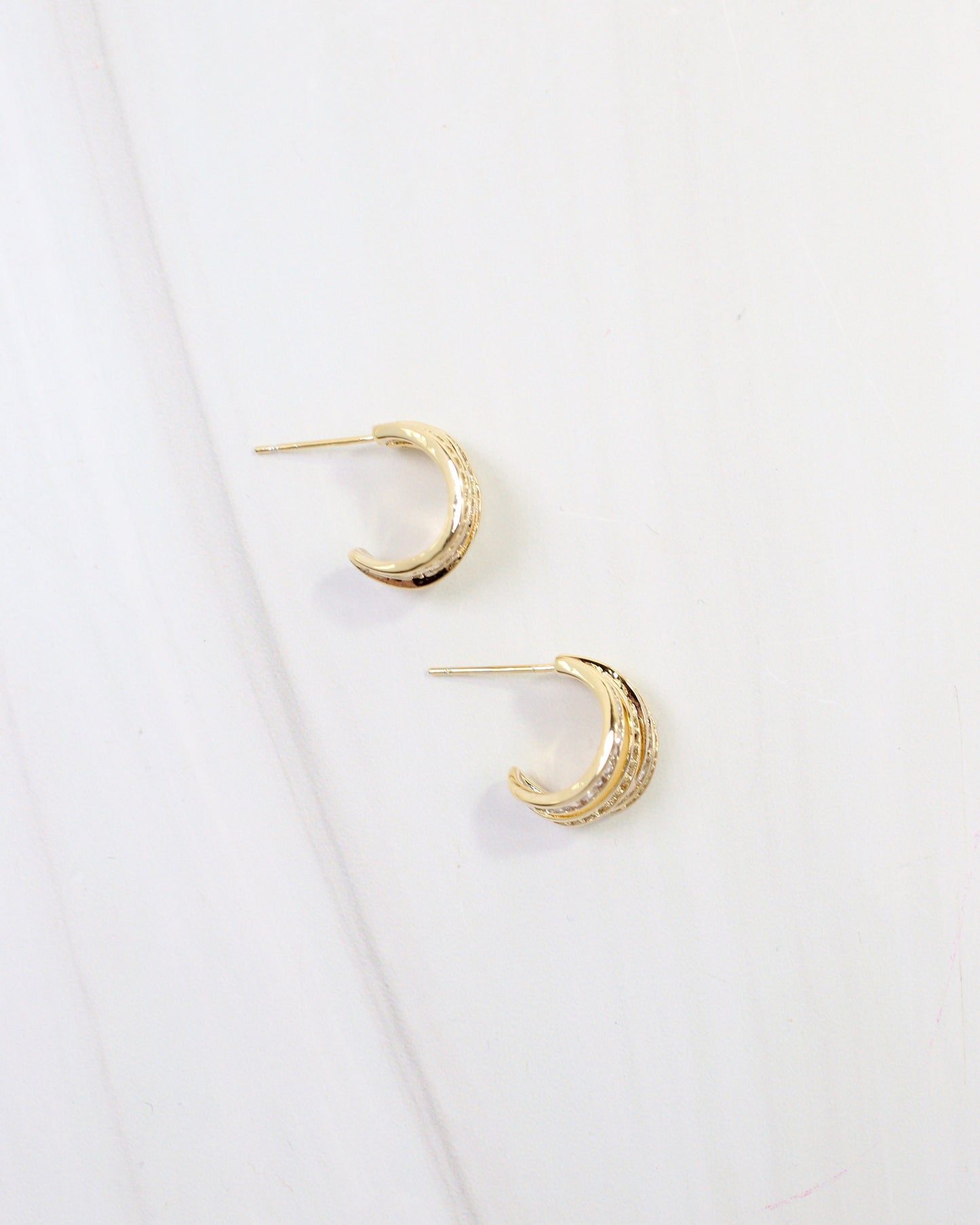 Eastchester Layered Crystal Hoop Earring Gold