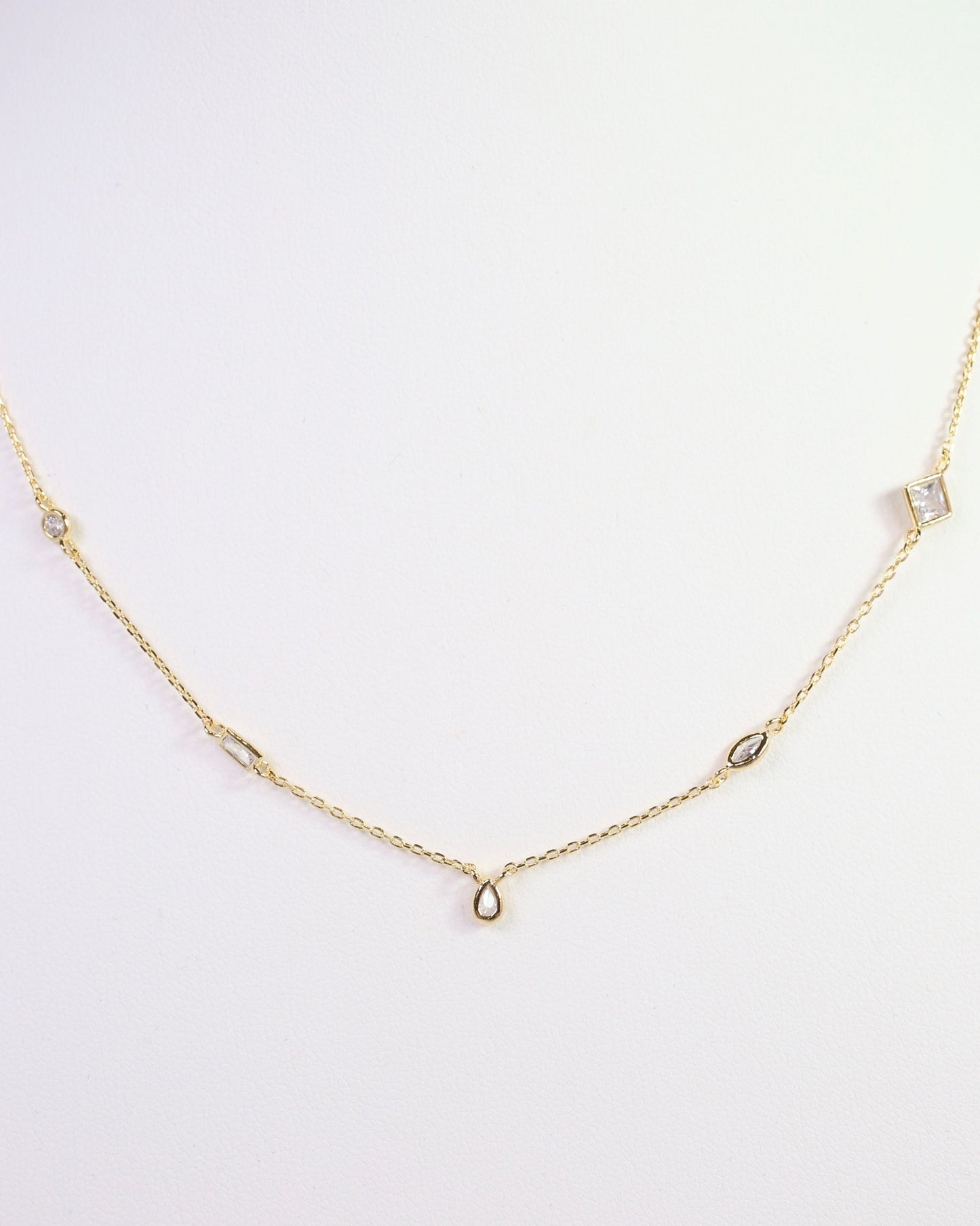 Norfolk Multi CZ Necklace WR Gold