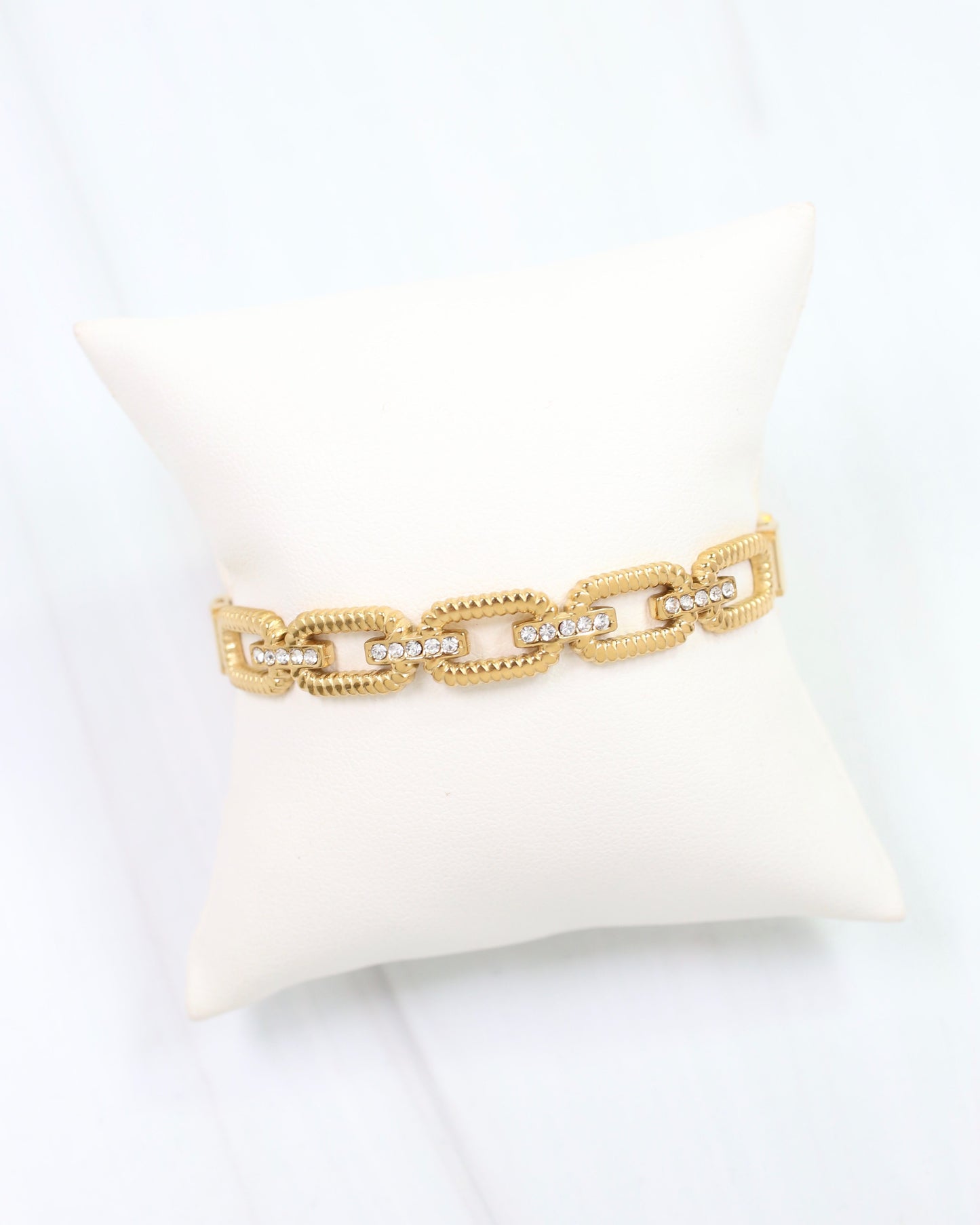 Tessa Textured Link Bangle WP Gold