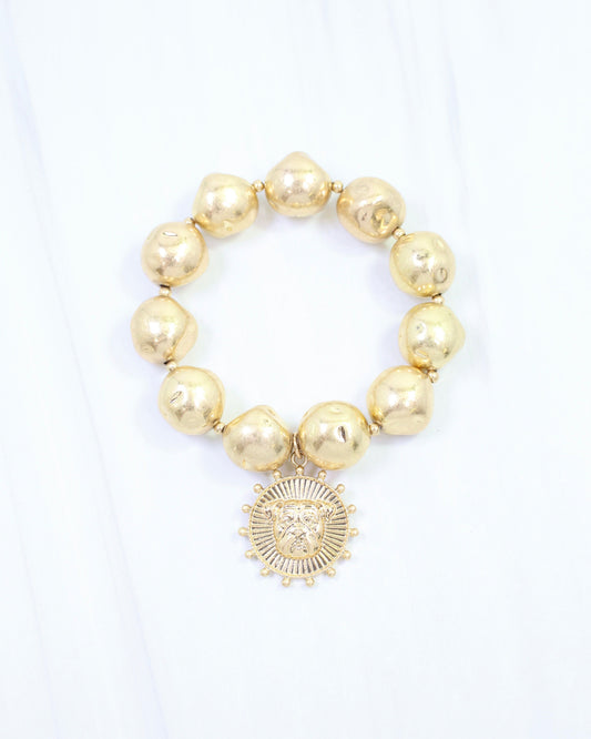 Carmen Coin Stretch Bracelet Dog Worn Gold