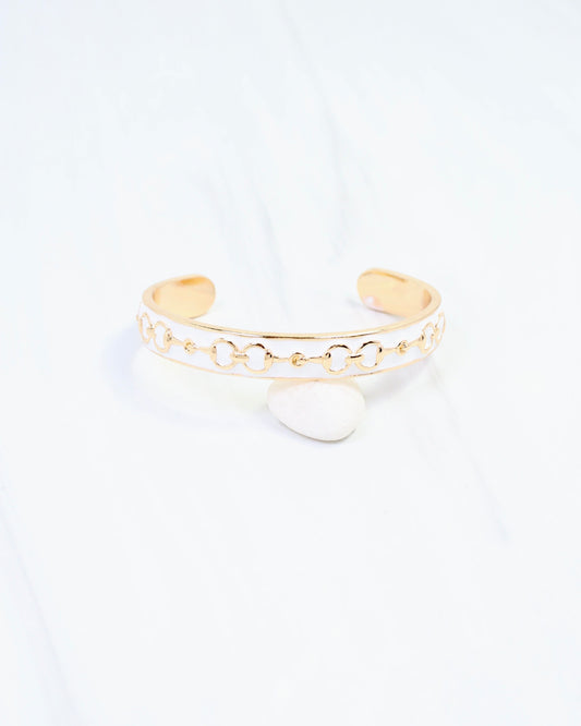 Kaylene Horsebit Cuff Bracelet White