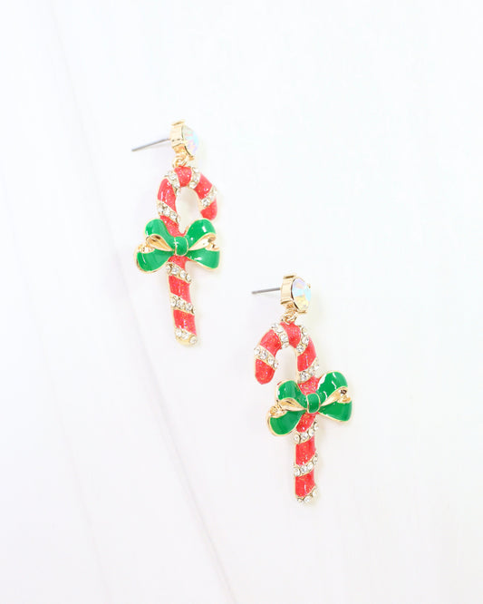 Candy Cane Drop Earring Red
