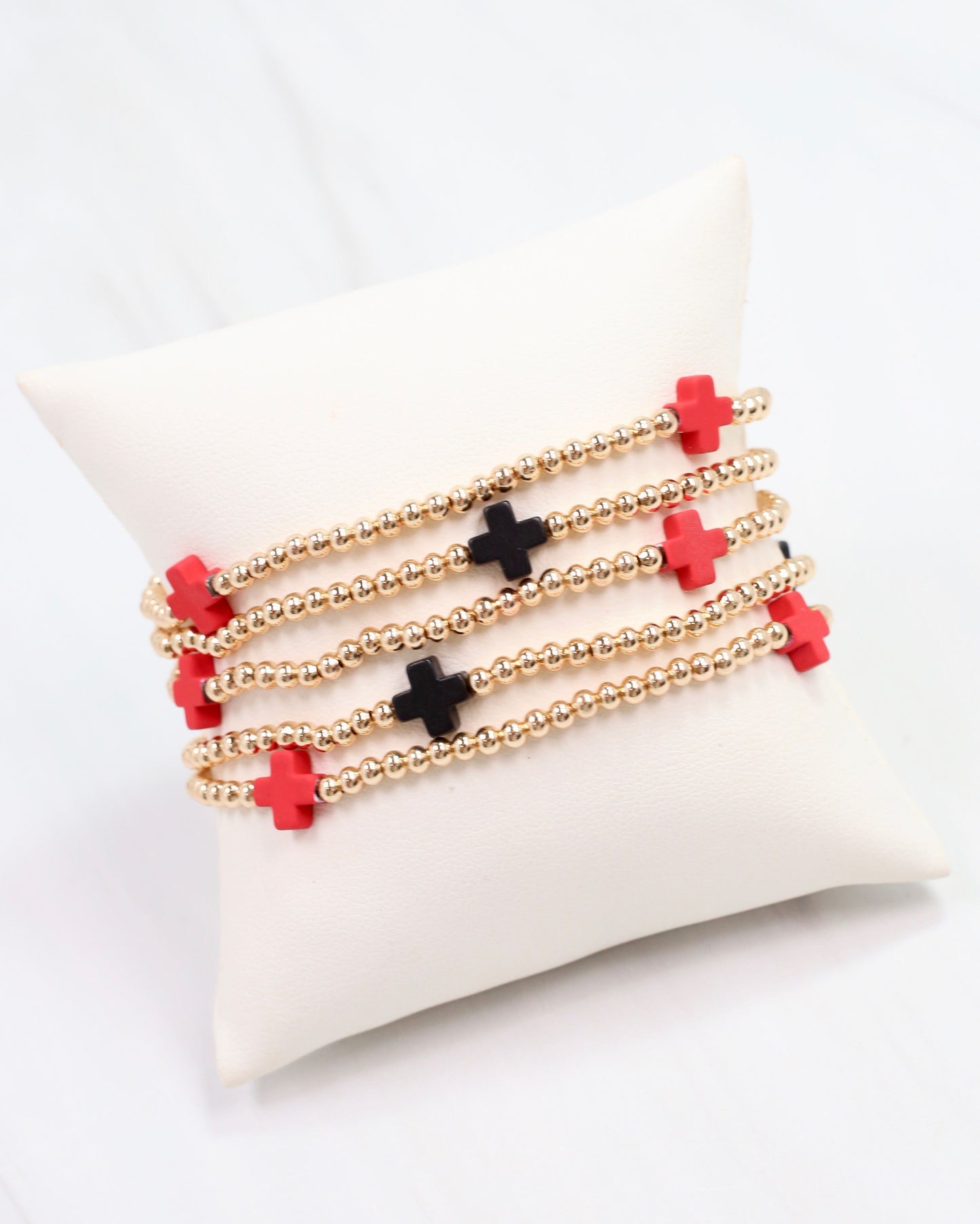 Brittany Cross Bracelet Set Red Black