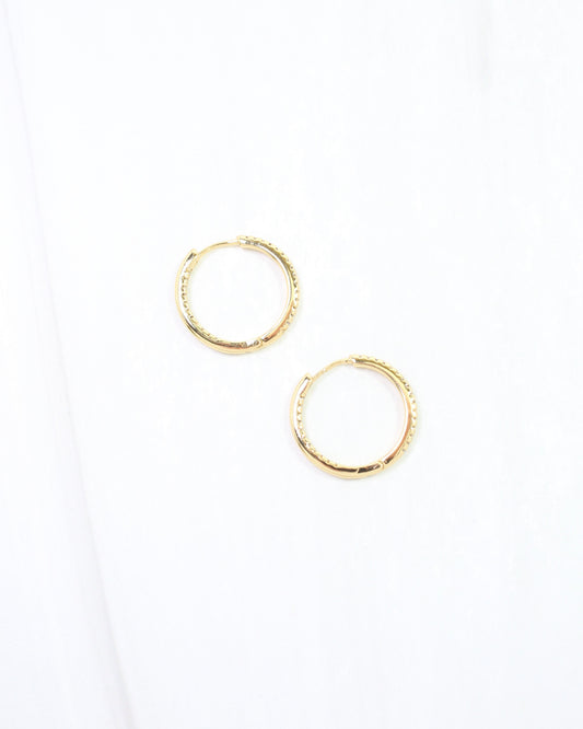 Jacobs CZ Pave In Out Hoop Earring WR Gold