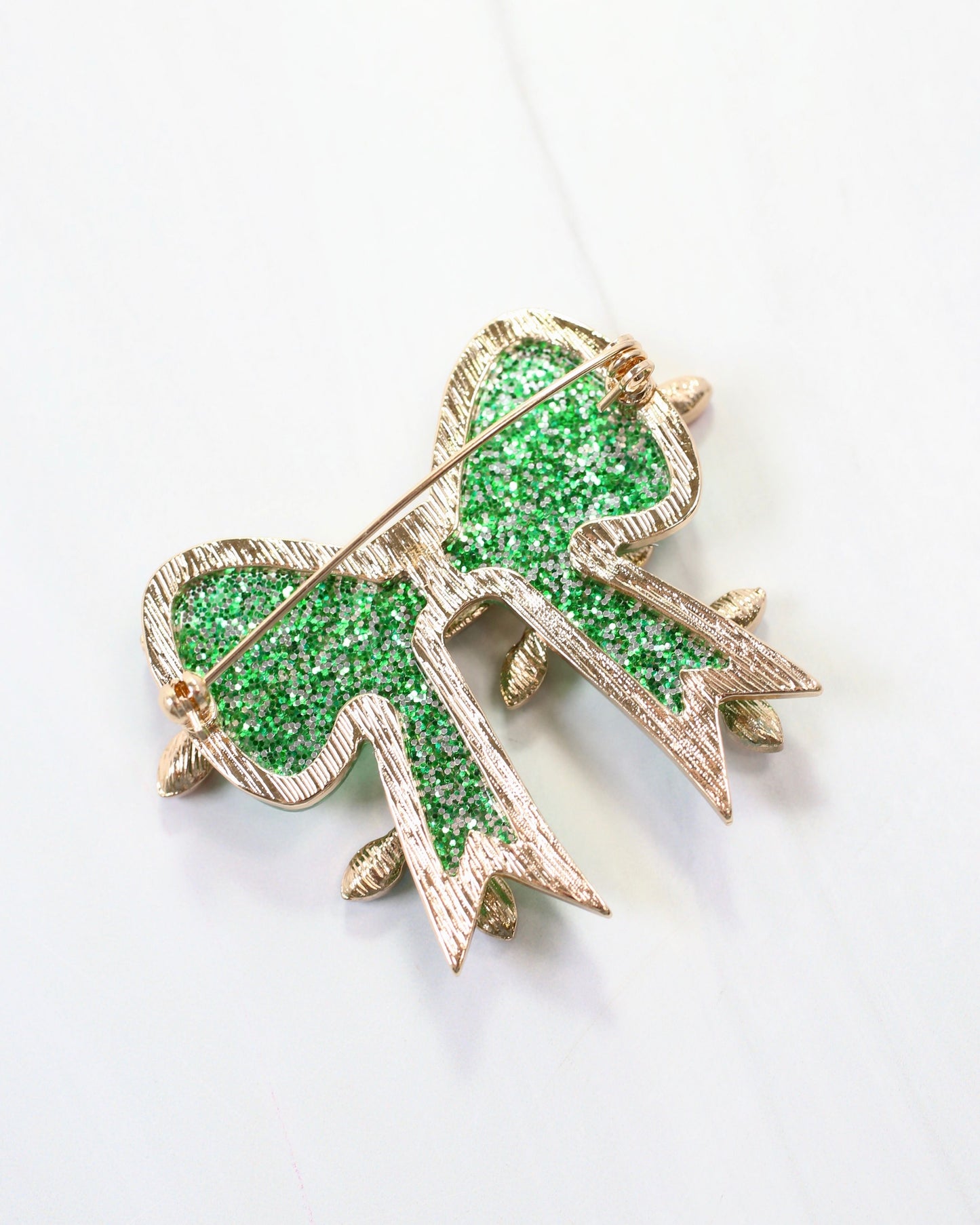 Bright and Merry Bow Brooch Green