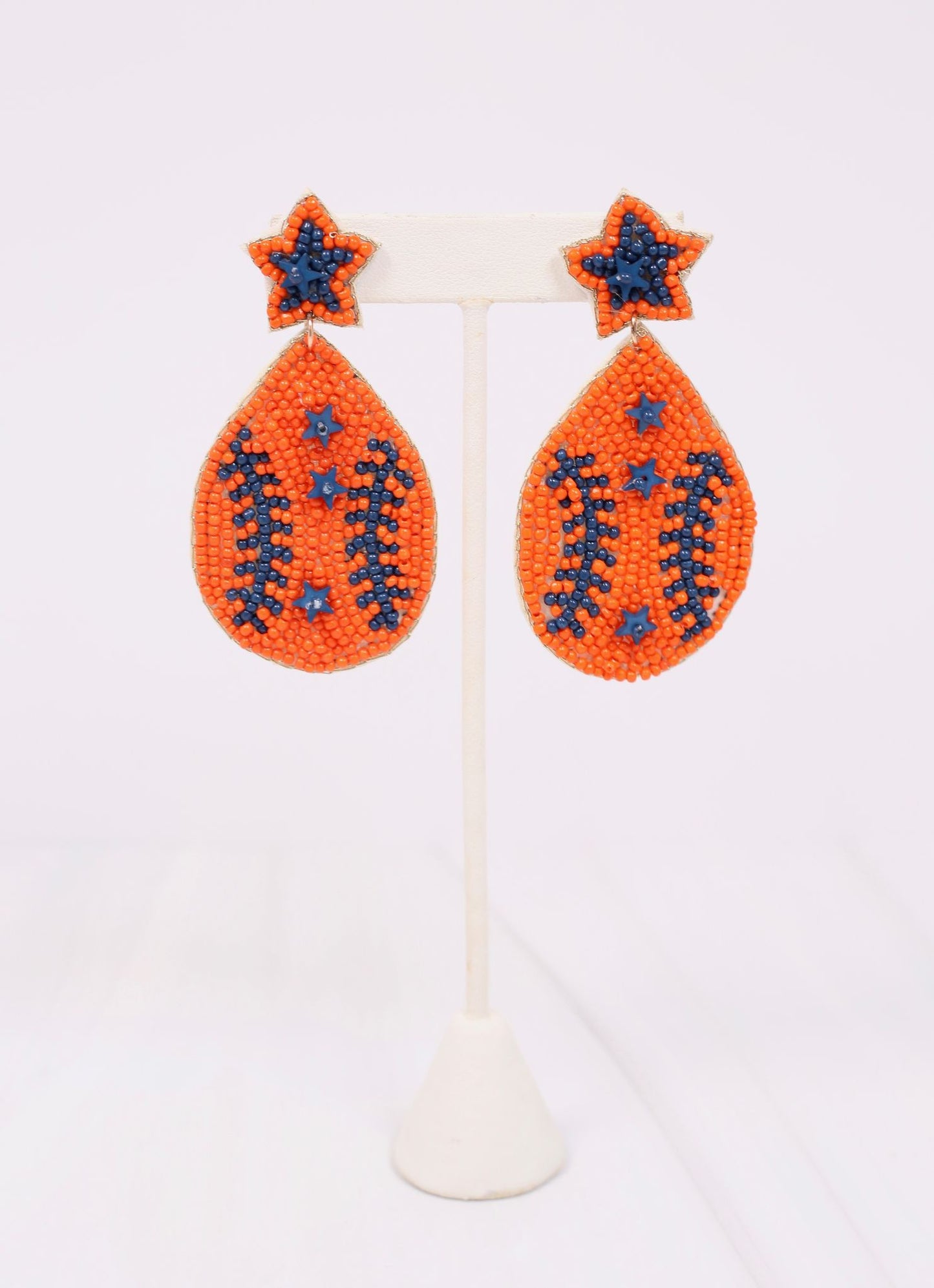 First Pitch Baseball Earring Orange Navy
