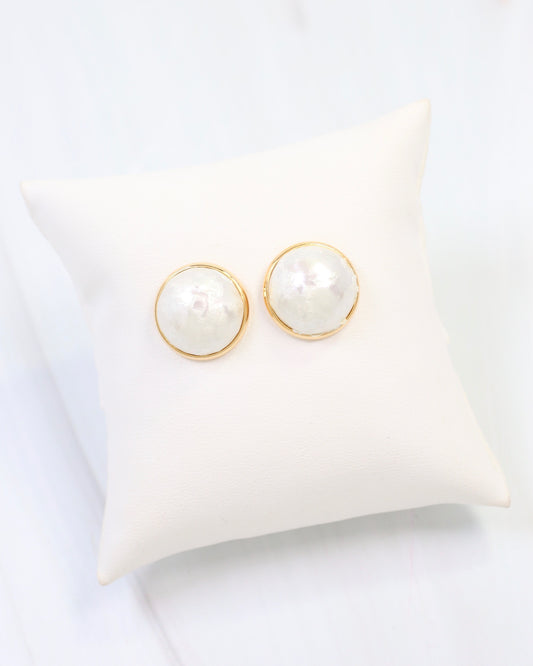 Princeton Textured Pearl Stud Earring WR Gold