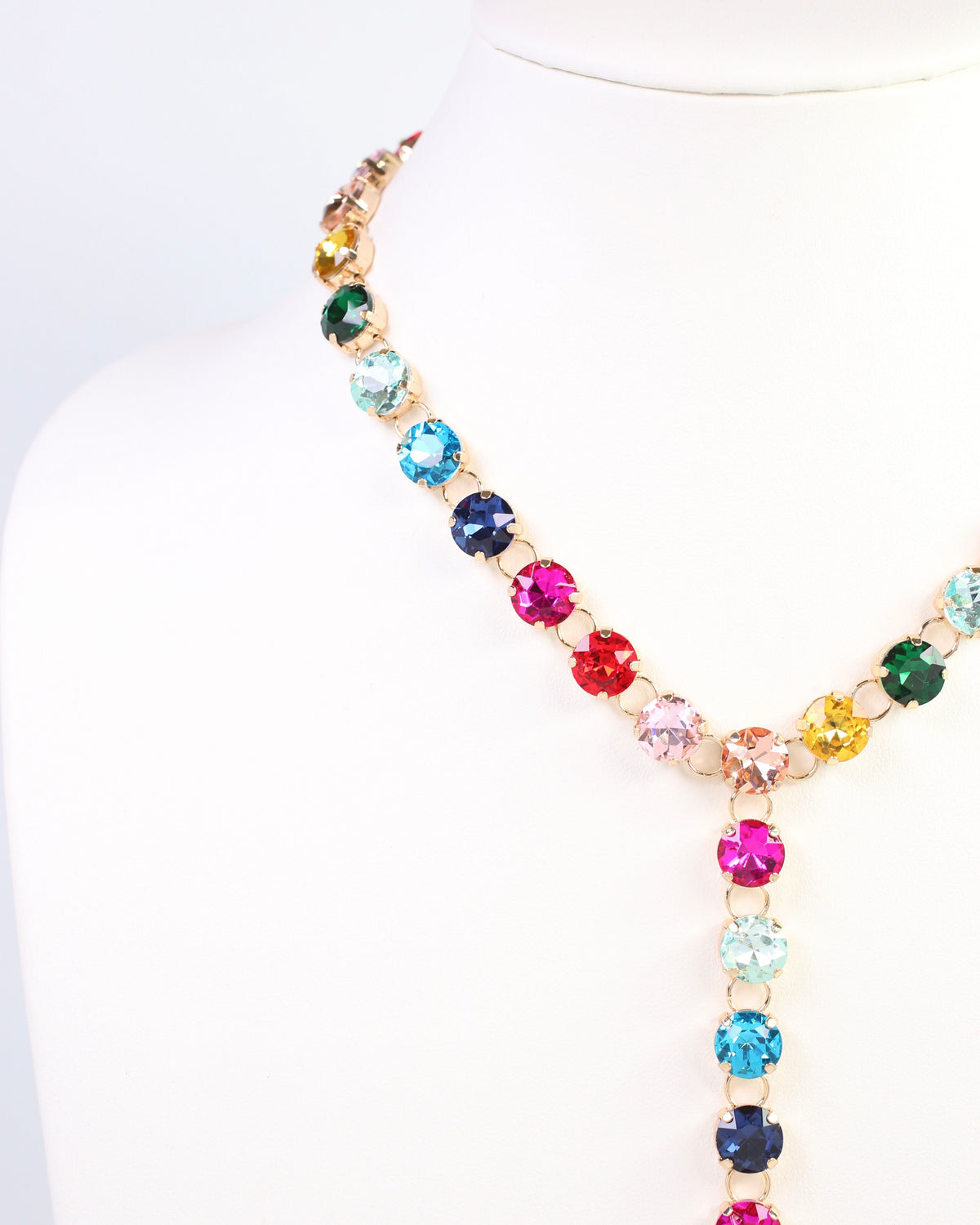 Andrea Rhinestone Y Necklace Dark Multi