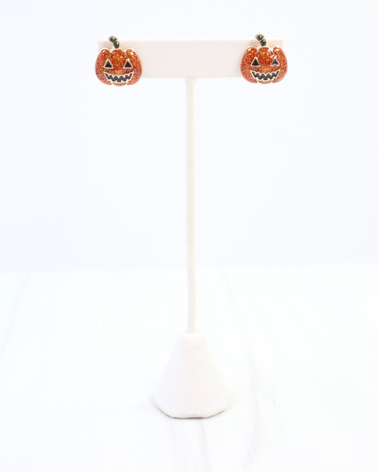 Grim Glittery Jack o Lantern Earring Orange