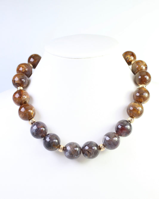 Talbot Beaded Necklace Dark Gray Tortoise