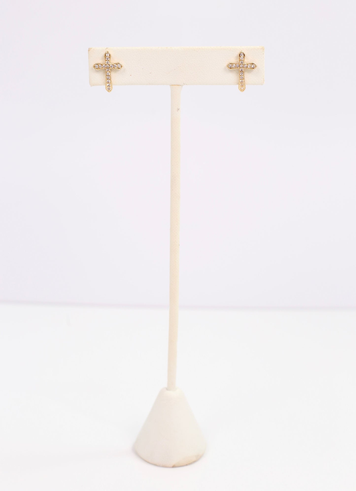 Eddison CZ Cross Earring Gold