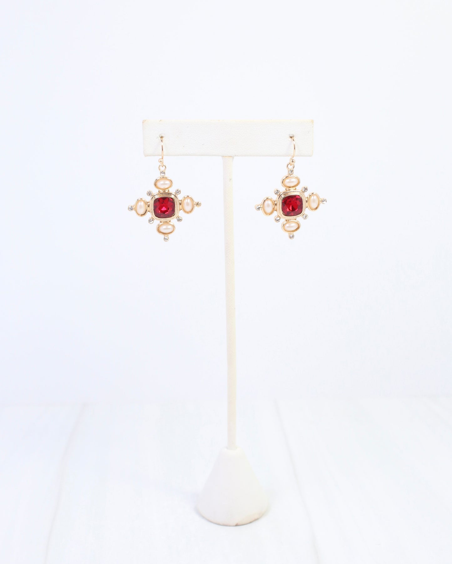 Conifer Crystal and Pearl Earring Red
