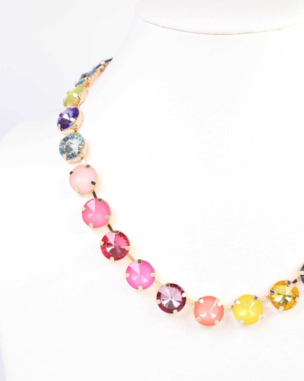 Shalimar Large Rhinestone Necklace Rainbow