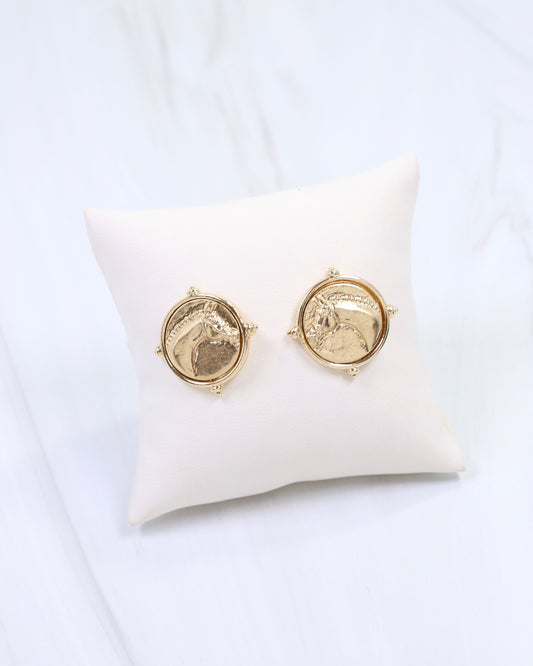 Millicent Horse Coin Earring Gold