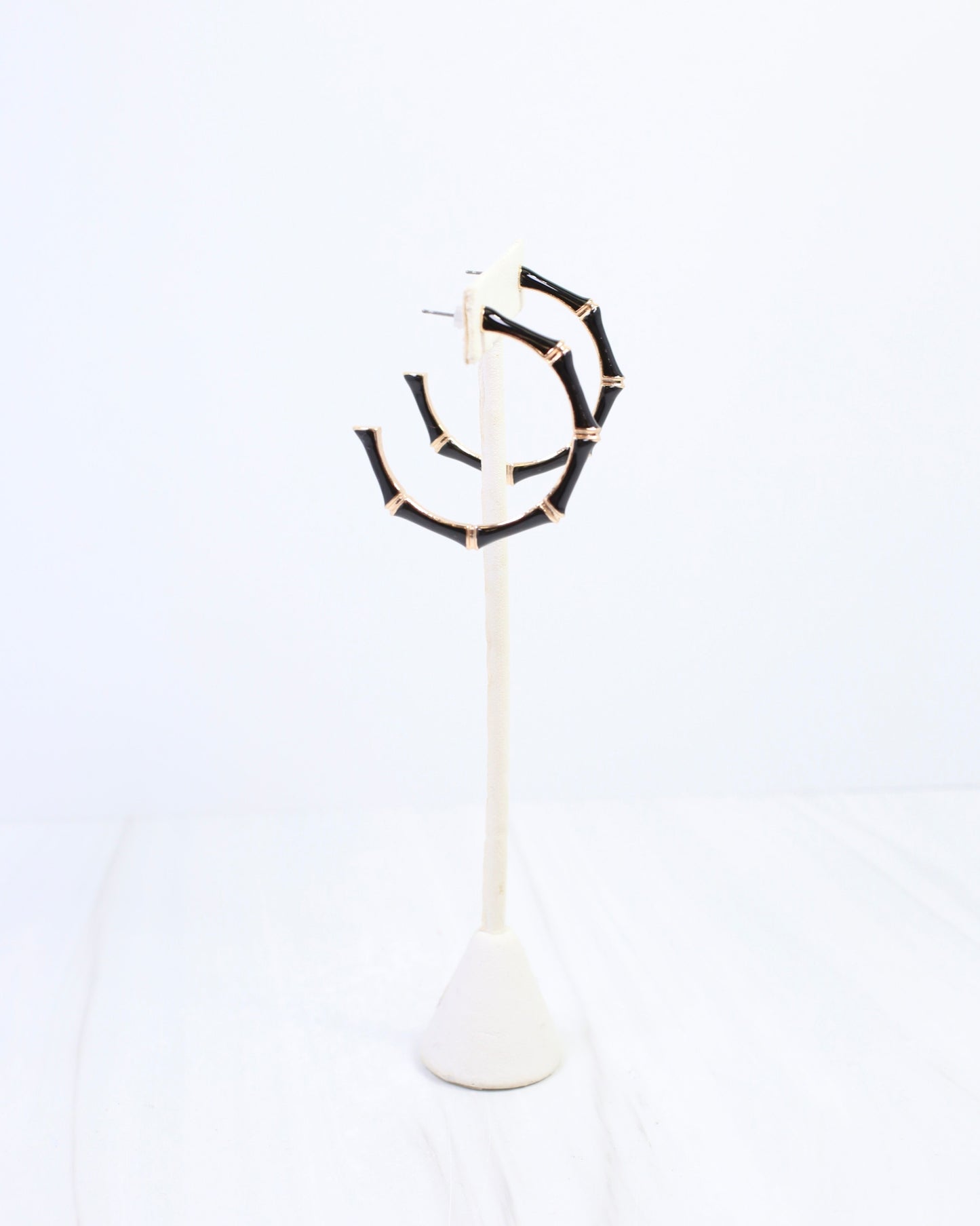 Marla Bamboo Hoop Earring Black