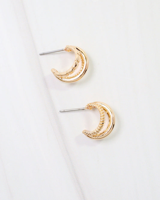 Keene Three Line Hoop Earring WR Gold