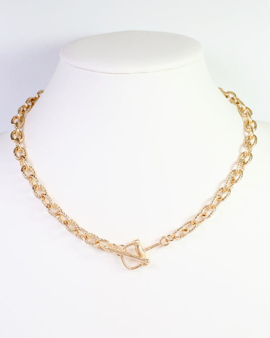 Saratoga Horsebit Necklace Worn Gold