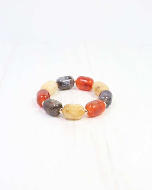 Penelope Beaded Stretch Bracelet Brown Multi