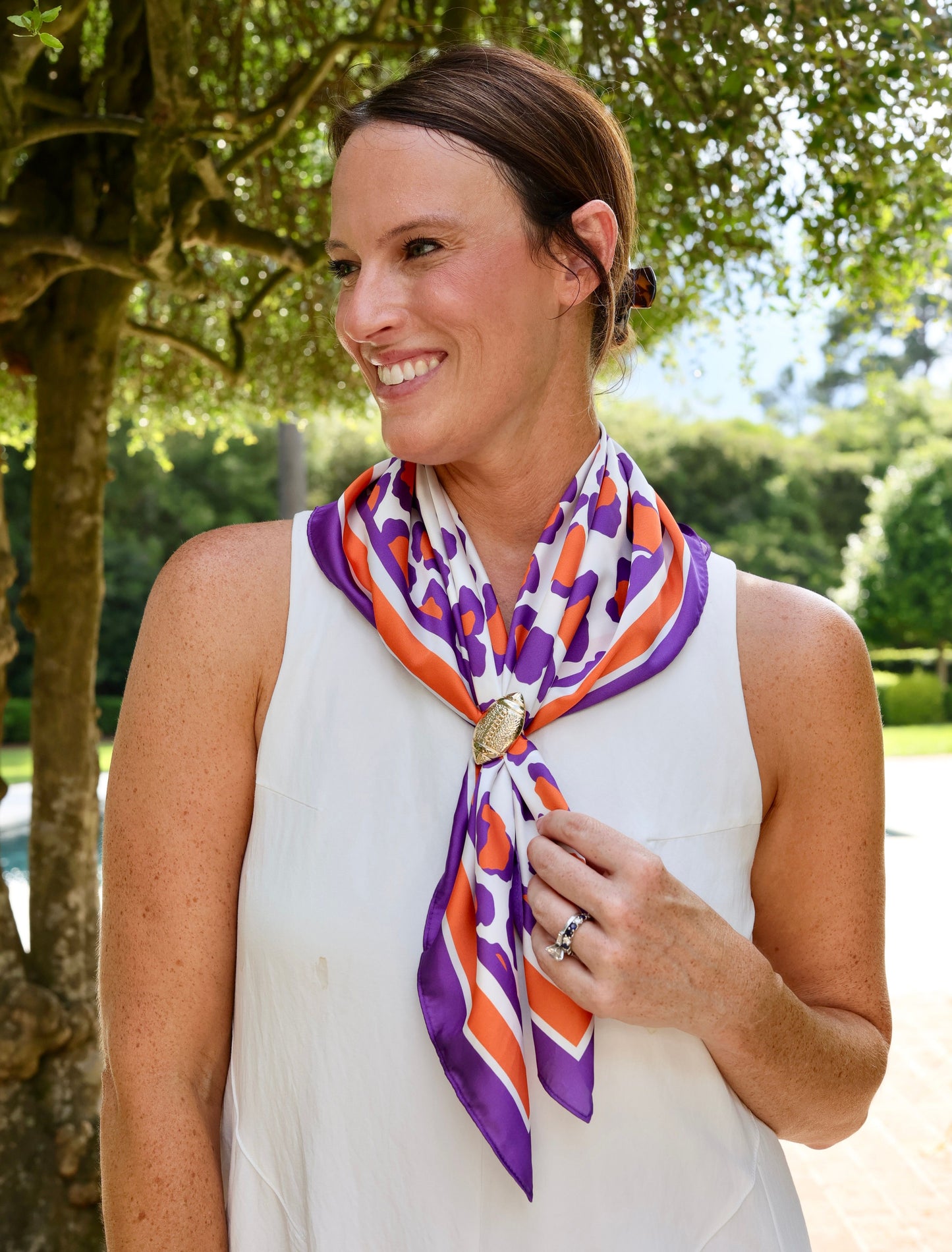 Meredith Spotted Scarf Medium Purple Orange