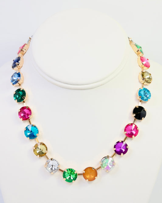 Shalimar Large Rhinestone Necklace Dark Multi