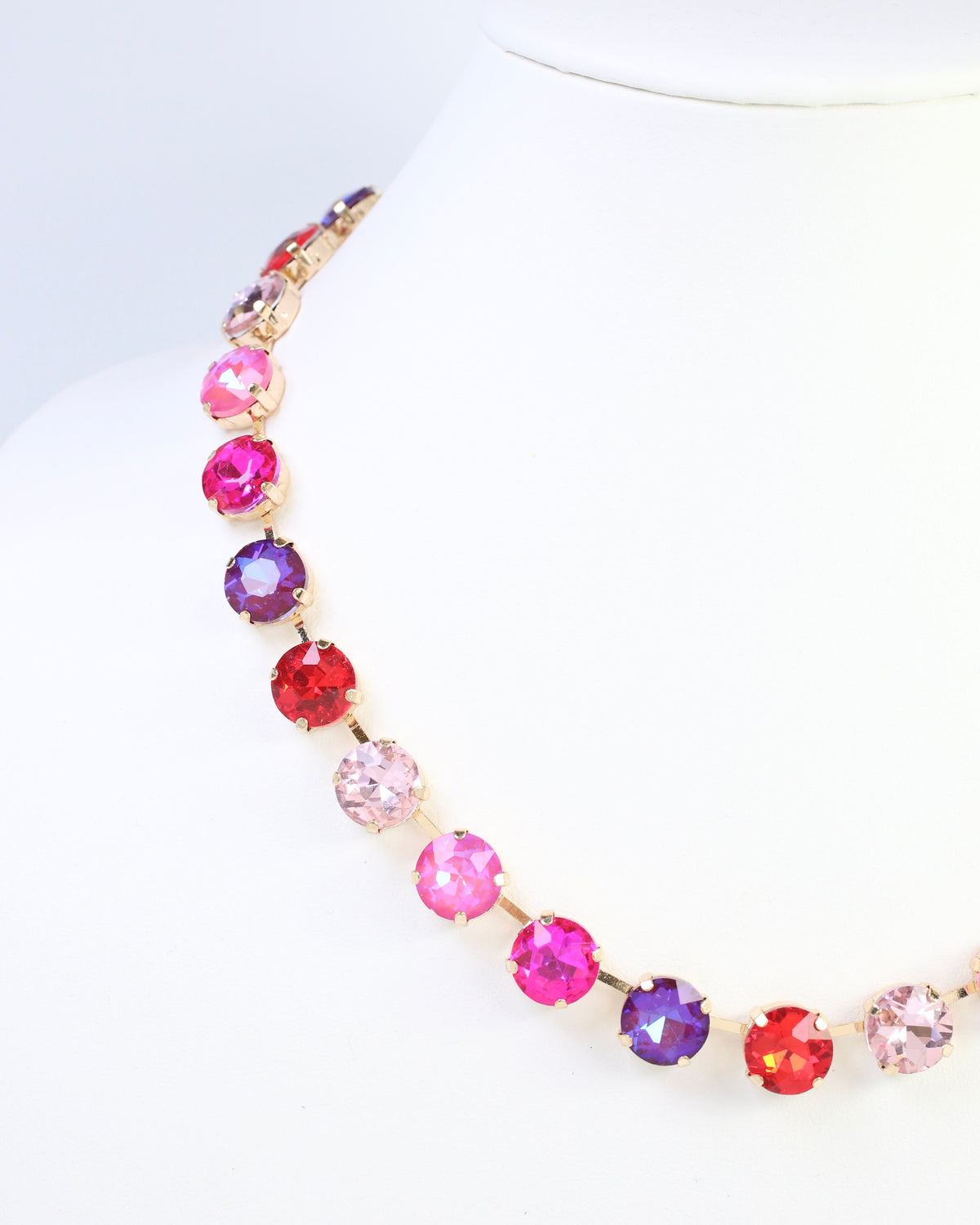 Donimica Rhinestone Necklace Pink Multi