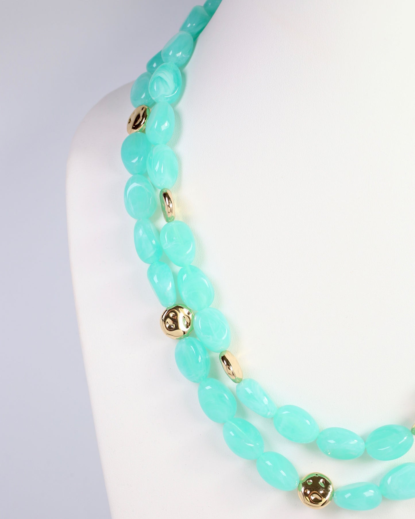 Amesbury Beaded Layered Necklace Aqua