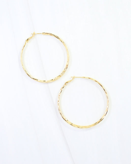Allview Beveled Hoop Earring WR Gold