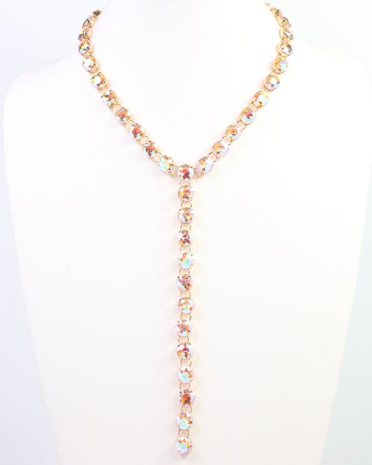 Andrea Rhinestone Y Necklace Pink AB