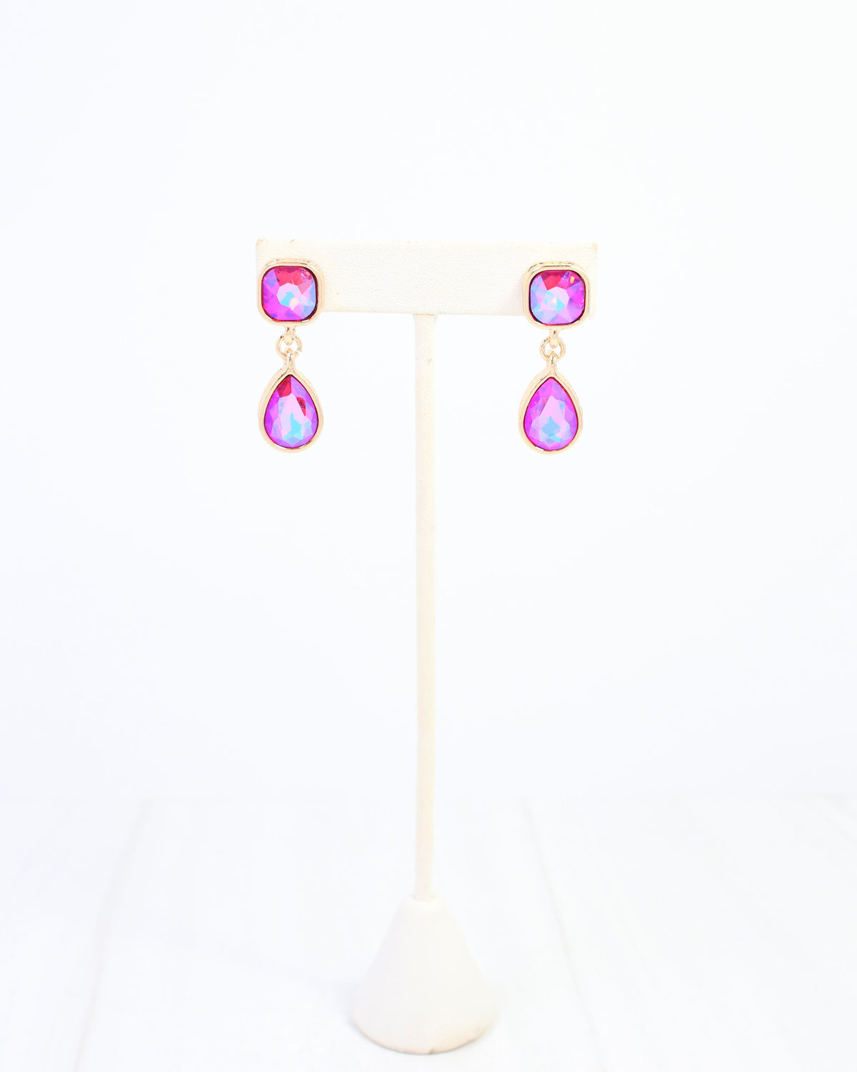 Roxanne Rhinestone Drop Earring Pink AB