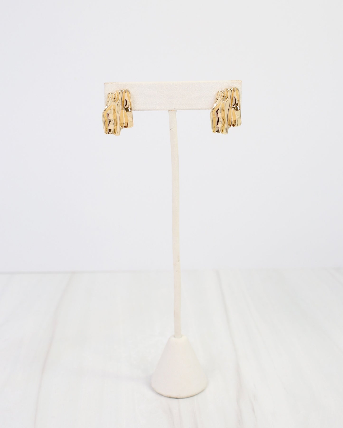 Kinston Textured Rectangular Post Earring Gold