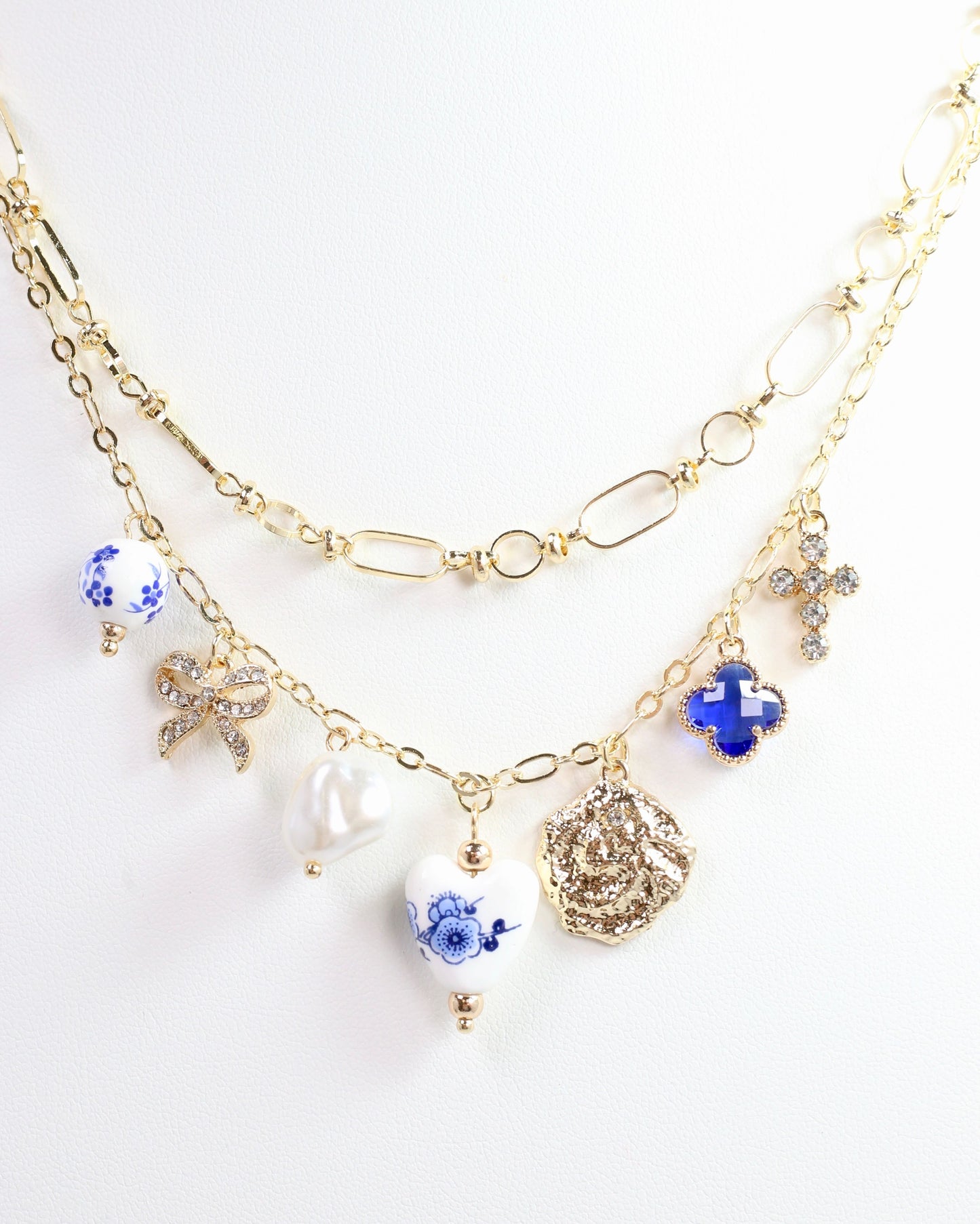 Gwendolyn Layered Charm Necklace Gold