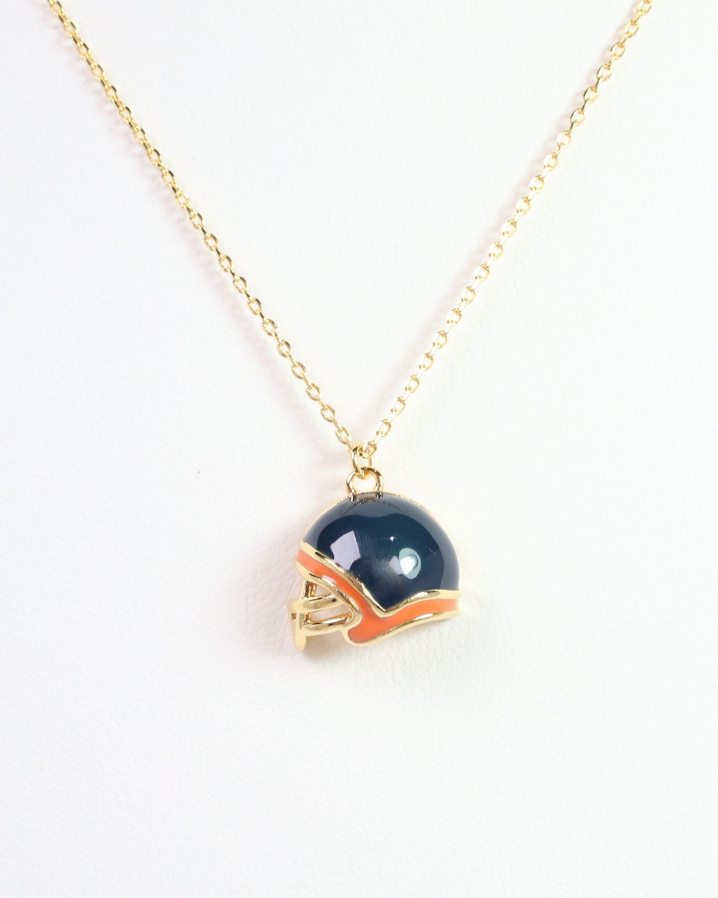 Enamel Helmet Necklace Navy Orange