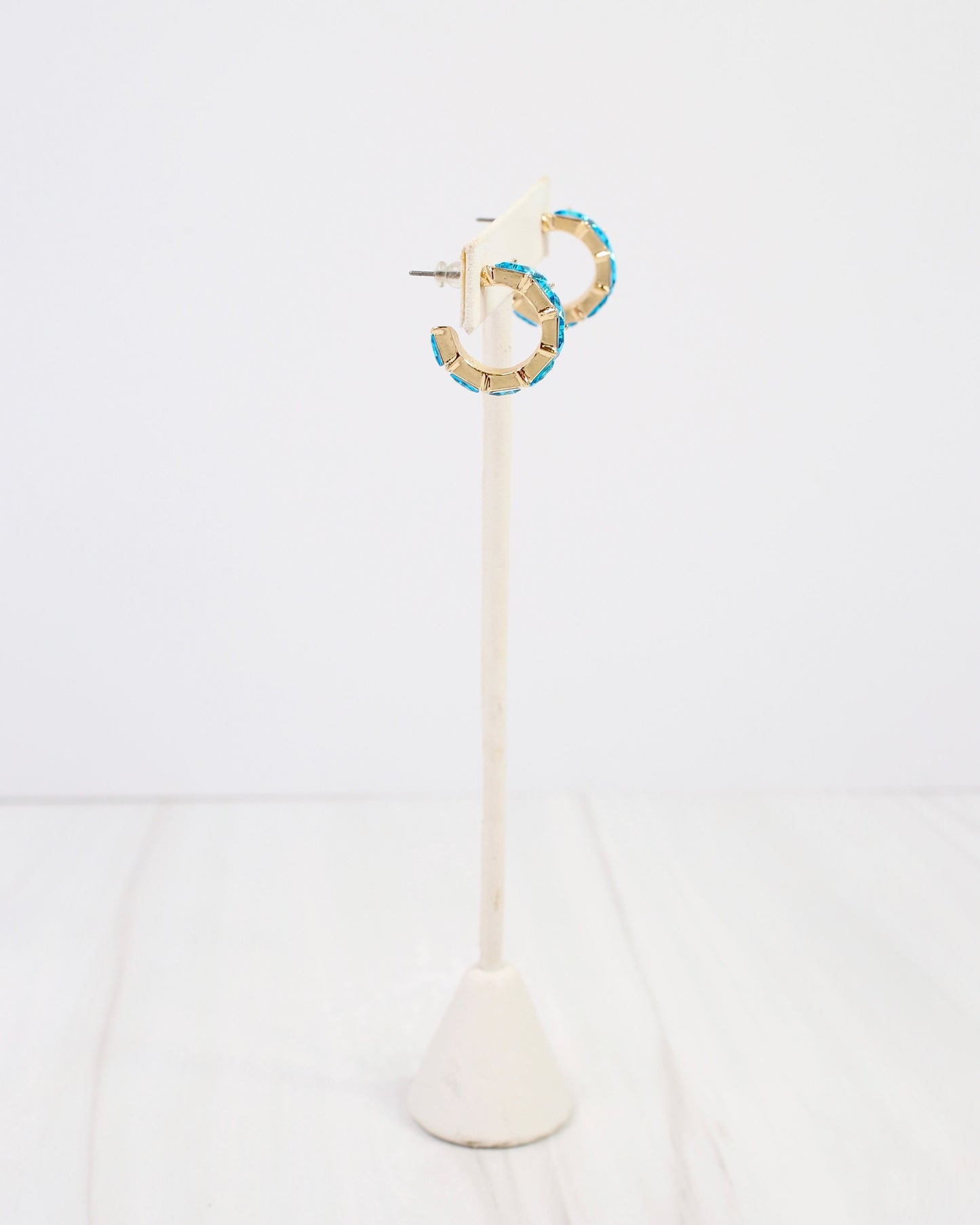 Rome Triangle Stone Hoop Earring Blue