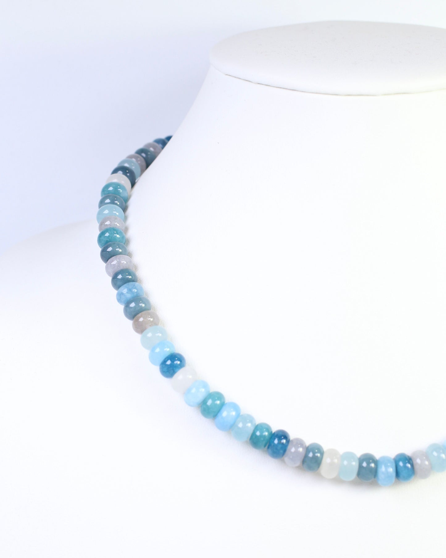 Gisela Stone Beaded Oval Clasp Necklace Blue Multi