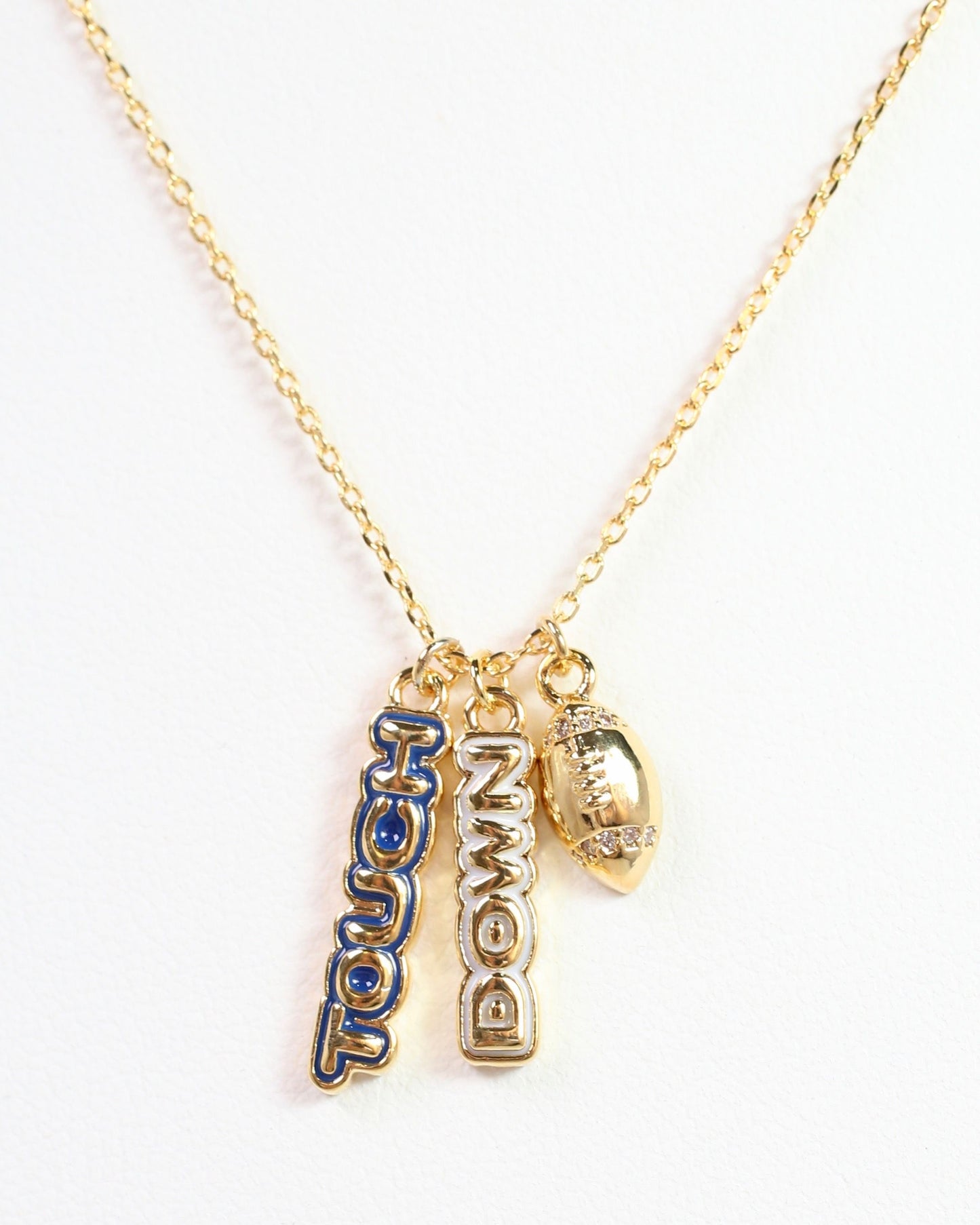 Enamel Touch Down Necklace Blue White
